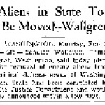 Aliens in State To Be Moved -- Wallgren (February 2, 1942)