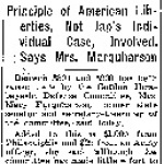 Appeal May Be Carried to Highest U.S. Courts. Principle of American Liberties, Not Jap's Individual Case, Involved, Says Mrs. Marquharson (March 6, 1943)