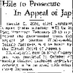 Hile to Prosecute In Appeal of Jap (January 26, 1943)