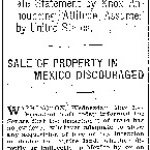 America's Frown Has Put End to Japanese Colonization Scheme. President Taft Submits to Senate Statement by Knox Announcing Attitude Assumed by United States. Sale of Property in Mexico Discouraged. (May 1, 1912)