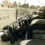 Soldiers at a train station