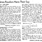Times Readers Have Their Say (August 20, 1945)